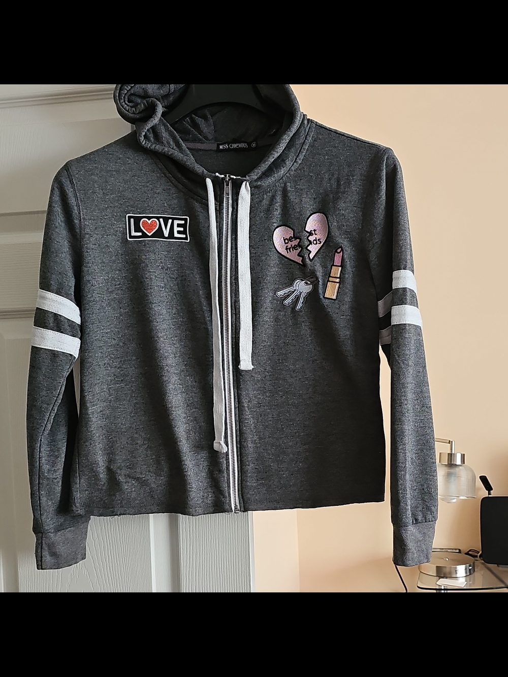 Miss Chievous Black and Gray Sweatshirt Label